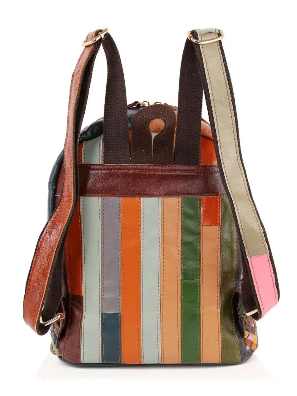 NWT Genuine Leather Woven Multicolor Artisan Backpack